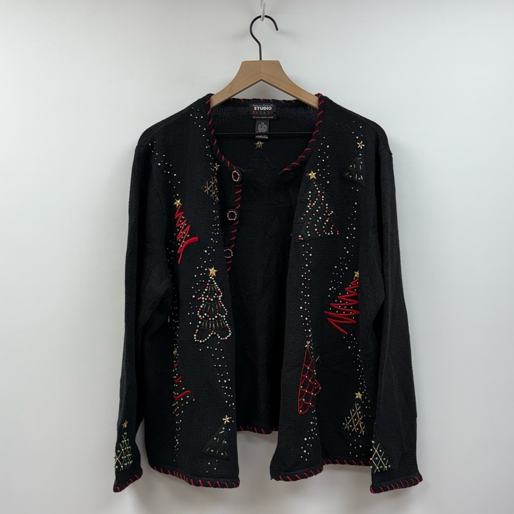Vintage Design Originals Studio Tacky Christmas Tree Cardigan Ugly Sweater 2X